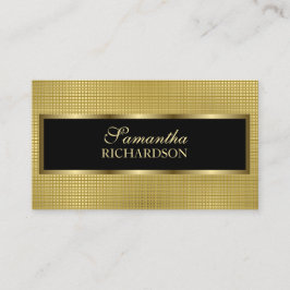Elegant Luxuriskt svart och Guld geometriskt nät Visitkort