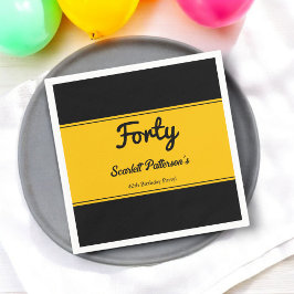 Elegant Luxury Black and Guld Chic 40:e födelsedag Pappersservett