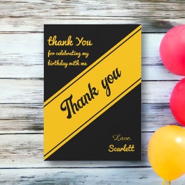 Elegant Luxury Black and Guld Chic Birday Tack Kort