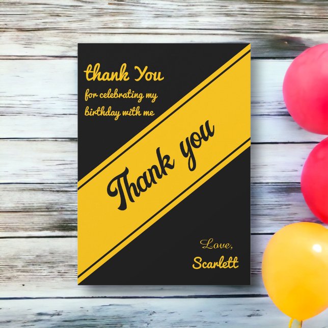 Elegant Luxury Black and Guld Chic Birday Tack Kort (Skapare uppladdad)