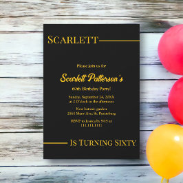 Elegant Luxury Black and Guld Modern Birday Inbjudningar