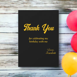 Elegant Luxury Black and Guld Modern Birday Tack Kort