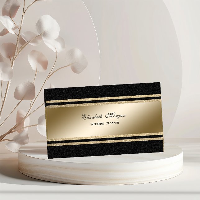 Elegant Luxury,Black,Faux Guld Glittery Rand Visitkort (Skapare uppladdad)