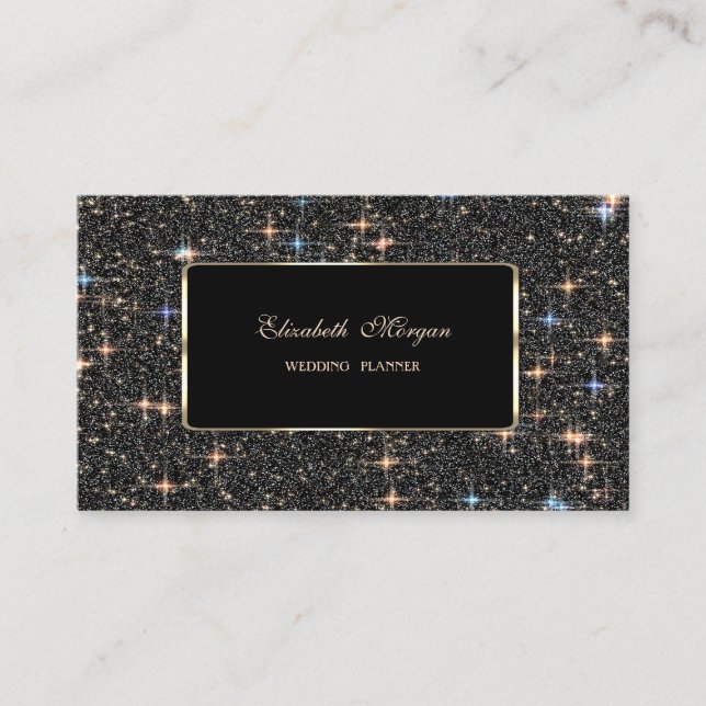 Elegant Luxury Black Gnistra Glitter Bokeh Visitkort (Framsida)