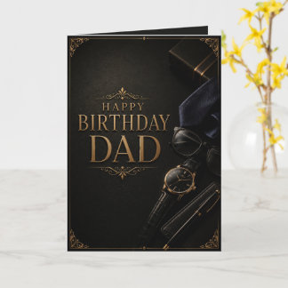 Elegant Luxury Black & Gold Birthday Card for Dad Kort