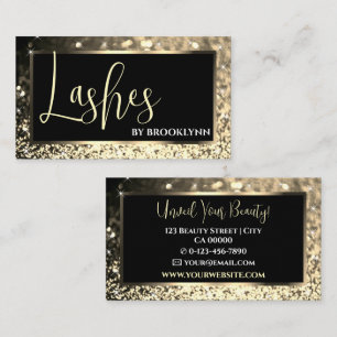 Elegant Luxury Black Golden Sparkling Glitter Visitkort