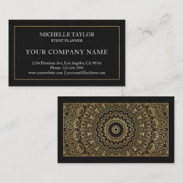Elegant Luxury Black Guld Mandala Professionell Visitkort