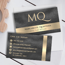 Elegant Luxury Black Leather Snyggt Guld Monogram Visitkort
