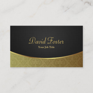 Elegant Luxury Black och Guld Damask Visitkort