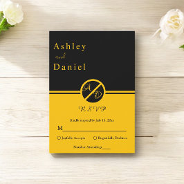 Elegant Luxury Black och Guld Monogram Bröllop OSA Kort
