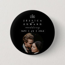 Elegant Luxury Black White Monogram Photo Bröllop