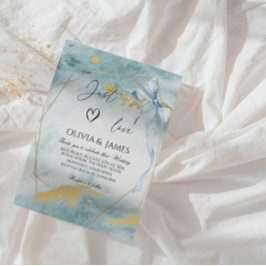 Elegant Luxury Blue Bröllop - Modern Classic Party Inbjudningar