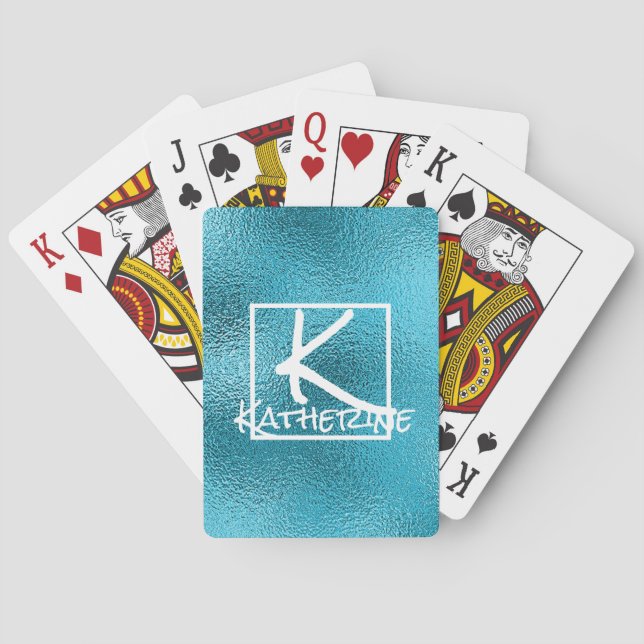 Elegant Luxury Blue Glitter Gnistra Glam Bling Casinokort (Baksidan)