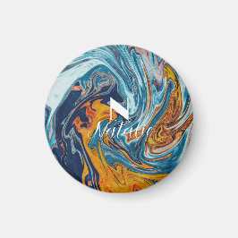 Elegant Luxury Blue Guld Monogram Magnet