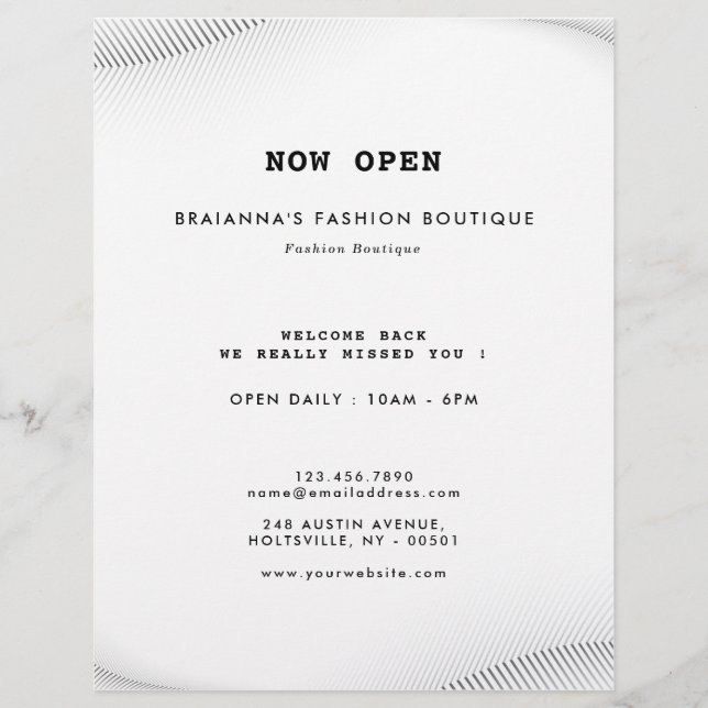 Elegant Luxury Boutique White Black Flyer (Framsidan)