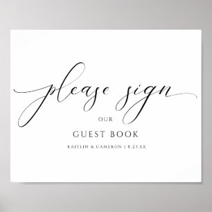 Elegant Luxury Bröllop Guestbook Calligraphy Sign Poster