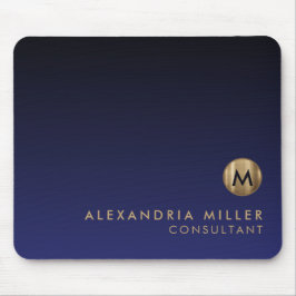 Elegant Luxury Brushed Guld Monogram Navy Blue Musmatta