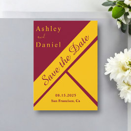 Elegant Luxury Burgundy och Guld Gilded Bröllop Spara Datumet