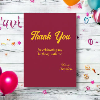 Elegant Luxury Burgundy och Guld Modern Birday Tack Kort