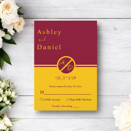 Elegant Luxury Burgundy och Guld Monogram Bröllop OSA Kort