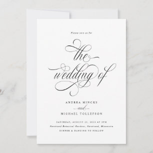 Elegant Luxury Calligraphy Script Bröllop Inbjudningar