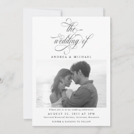 Elegant Luxury Calligraphy Script Photo Bröllop Inbjudningar