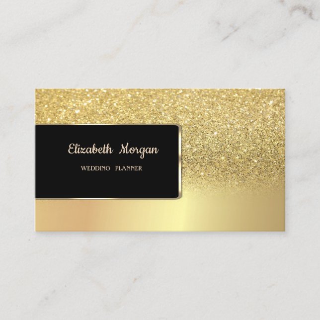 Elegant Luxury Chic Guld Glitter Bokeh Ombre Visitkort (Framsida)