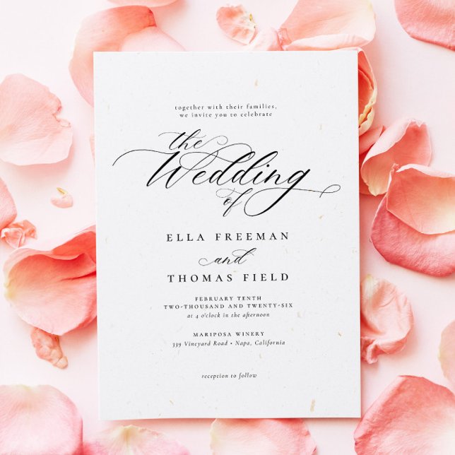 Elegant Luxury Classic Calligraphy Chic Bröllop Inbjudningar (Skapare uppladdad)