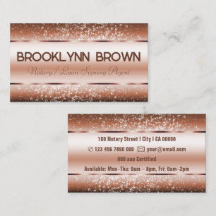 Elegant Luxury Copper Luxe Gräns Glitter Stars Visitkort