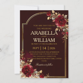 Elegant Luxury deep burgundy wedding Invitation Inbjudningar