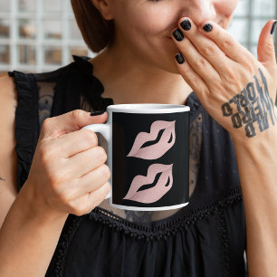 Elegant Luxury Glam Ro Guld Läppar & Black Mode Mugg
