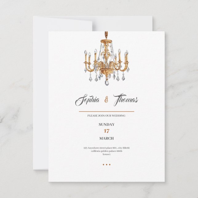 Elegant luxury golden classy wedding invitation inbjudningar (Framsida)
