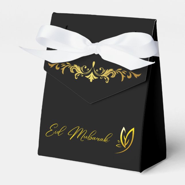 Elegant Luxury Golden Eid Mubarak Favoritbox Presentaskar (Framsidan Sidan)