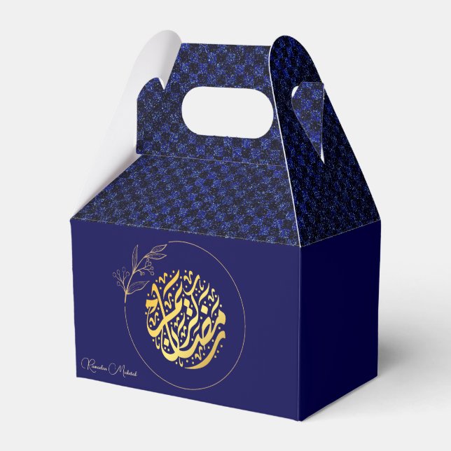Elegant Luxury Golden Navy Glitter Ramadan Mubarak Presentaskar (Framsidan Sidan)