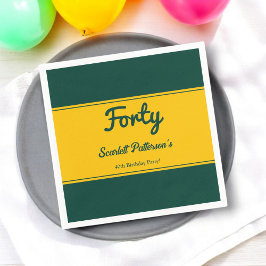 Elegant Luxury Grönt och Guld Chic 40:e födelsedag Pappersservett