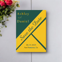 Elegant Luxury Grönt och Guld Gilded Chic Bröllop Spara Datumet