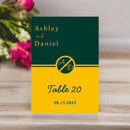 Elegant Luxury Grönt och Guld Monogram Bröllop Bordsnummer