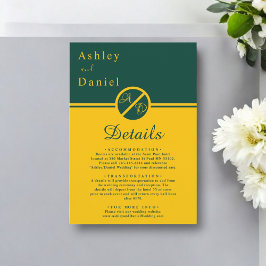 Elegant Luxury Grönt och Guld Monogram Bröllop Tilläggskort