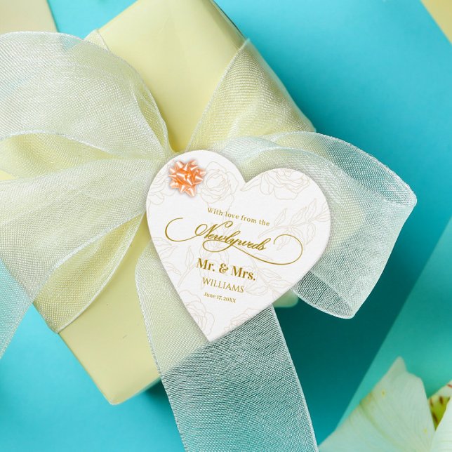 Elegant Luxury Guld Blommigt Bröllop Tack Gåvor Etiketter (Skapare uppladdad)