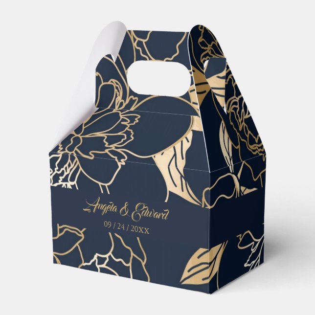 Elegant Luxury Guld Blommigts Wedor Favor Box Presentaskar (Framsidan Sidan)