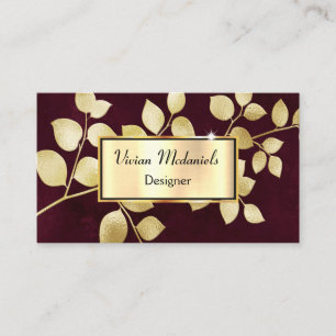 Elegant Luxury Guld & Burgundy Löv Visitkort