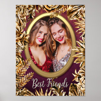 Elegant Luxury Guld Flowers Add Your Photo Anpassn Poster