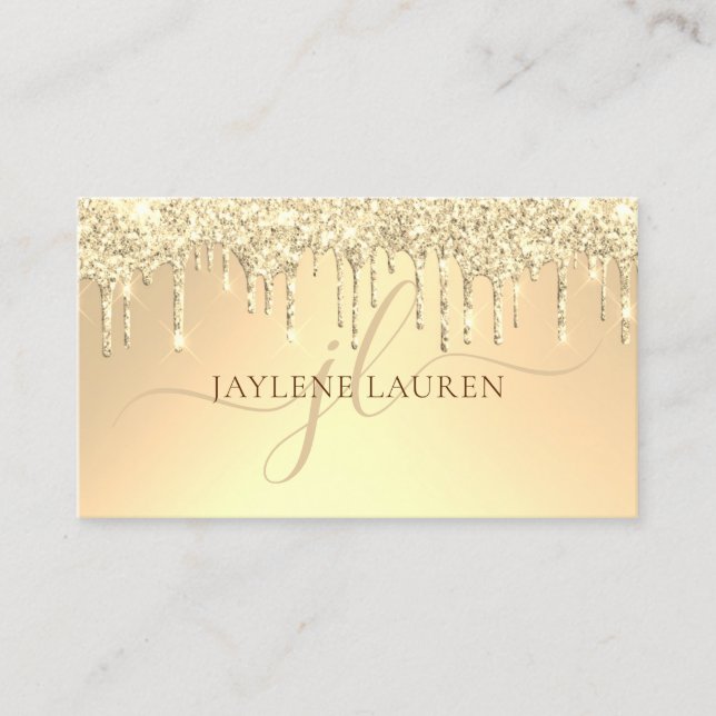 Elegant Luxury Guld Glitter driver Monogram Visitkort (Framsida)