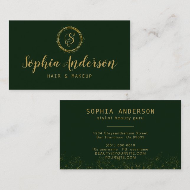 Elegant Luxury Guld Glitter och Namnteckning Buss Visitkort (Fram/baksida)