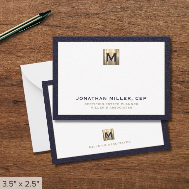 Elegant Luxury Guld Initial Logotyp Anteckningskort (Skapare uppladdad)