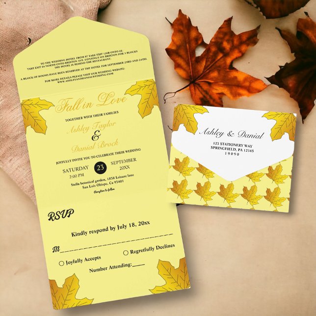 Elegant Luxury Guld Lövs Fall Blommigt Bröllop (Skapare uppladdad)