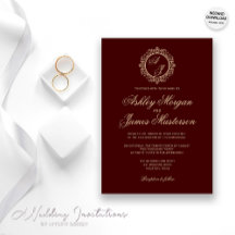 Elegant Luxury Guld Monogram Burgundy Bröllop