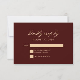 Elegant Luxury Guld Monogram Burgundy OSA kort