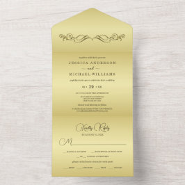Elegant Luxury Guld Ornate bröllop