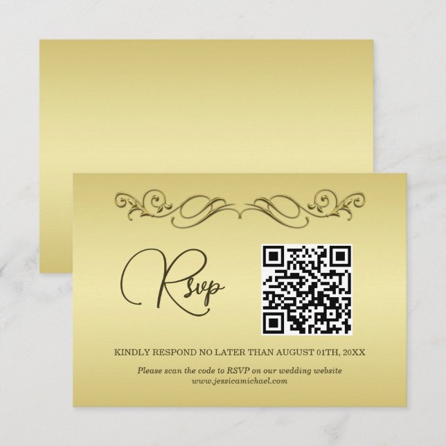 Elegant Luxury Guld Ornate bröllop OSA Kort (Fram/baksida)